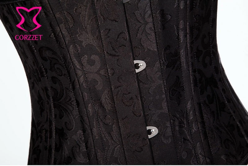 Черный Жаккардовый облегающий корсет со стальными косточками женское нижнее