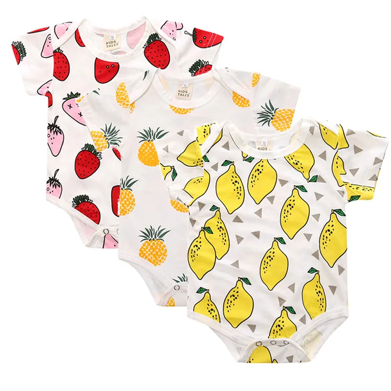 3 шт./лот Новинка Летние детские комбинезоны с короткими рукавами Хлопковый