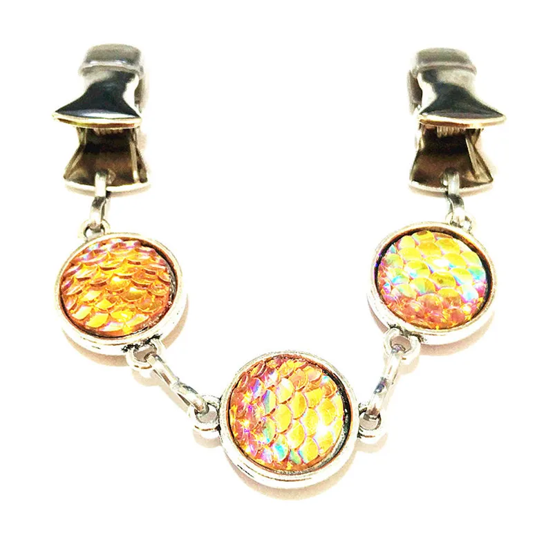 Round Mermaid Scales Cardigan Clip Sweater Jewelry Brooch For Women Clasp Shawl Mittens Guard Clips | Brooches