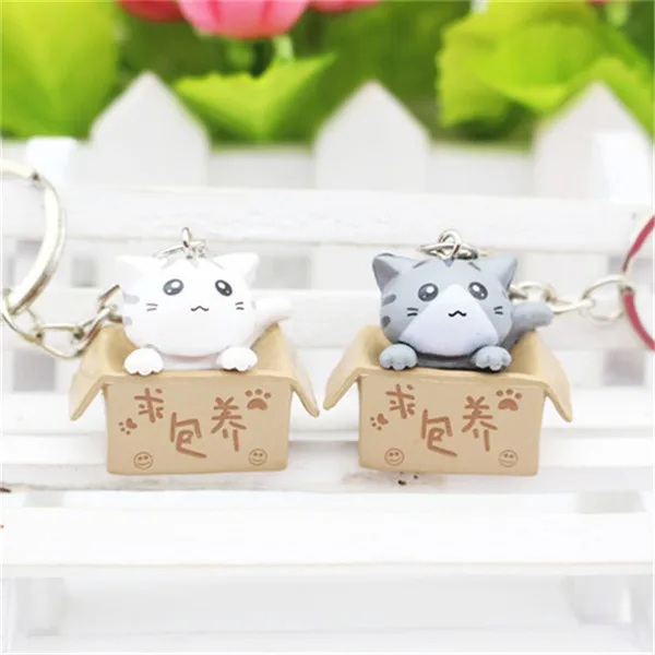 4 шт./лот случайный смешанный стиль с мультяшным принтом милого кота брелоки цепи
