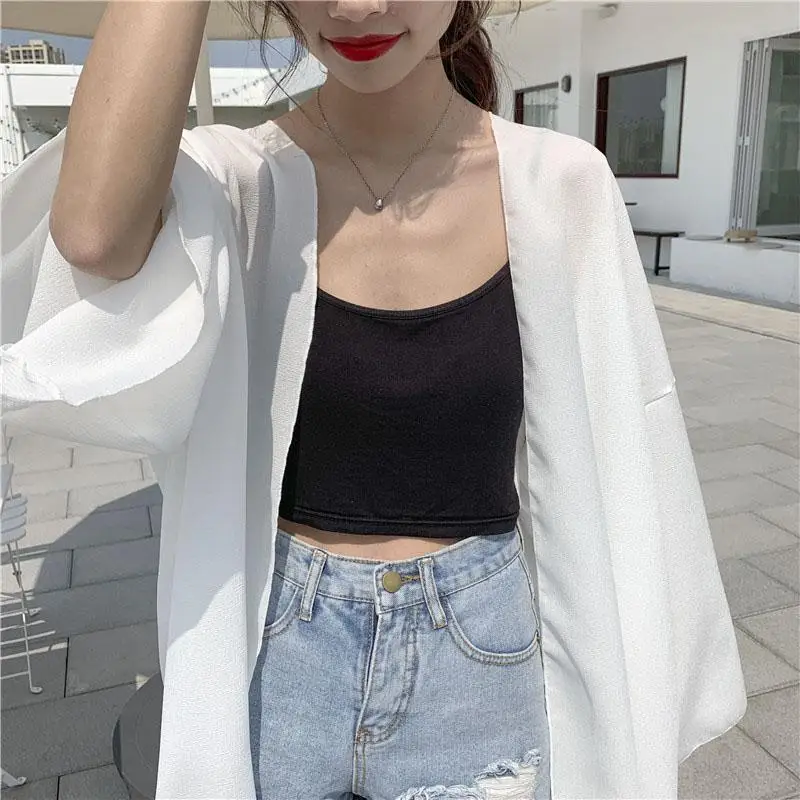 Yiwa Summer Women's chiffon wild short jacket paragraph sun protection clothing cardigan air conditioning shirt 2019 |