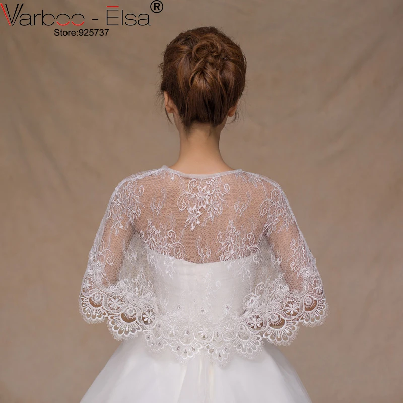 VARBOO_ELSA Elegant Lace Embroidery Bridal Decoration Cape Summer Thin Shawl One Size Wedding Accessories 2021 Hot Sale Top Coat | Свадьбы и