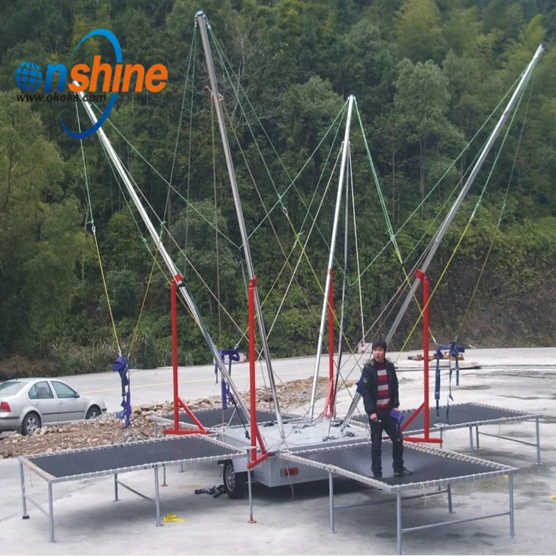 Мобильный банджи батуты с прицепом|Тарзанка| |