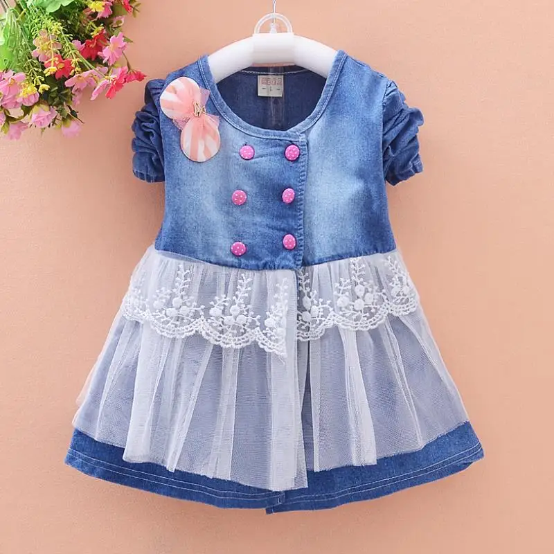 2019 Girls Fashion Spring And Autumn Jean Jackets Kids Lace Coat Long Sleeve Button Denim For 1-4y New | Детская одежда и обувь