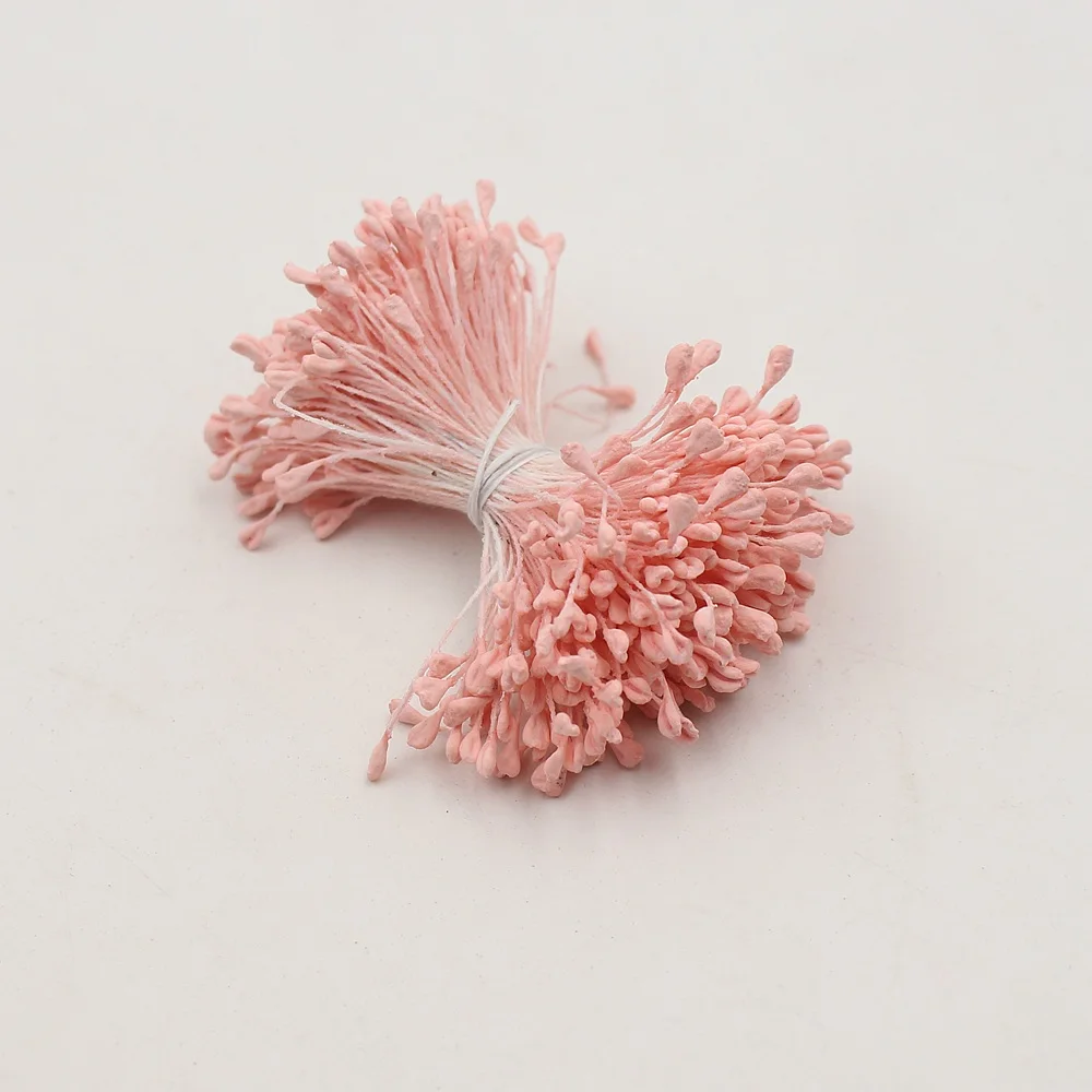 Peach pink 360 шт Искусственные цветы матовые двухголовые мини тычинки торты Украшенные Цветы DIY венки Рождественские аксессуары для скрапбукинга - Цвет: Peach pink