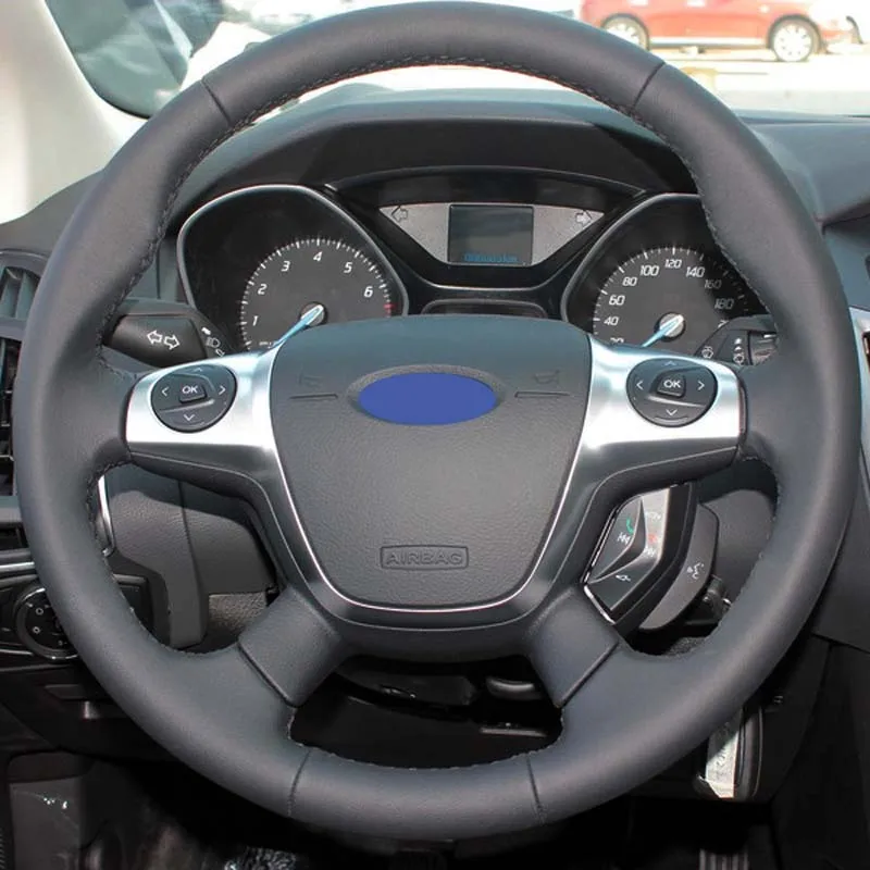 Выделенный DIY чехол рулевого колеса автомобиля из натуральной кожи гоночный для