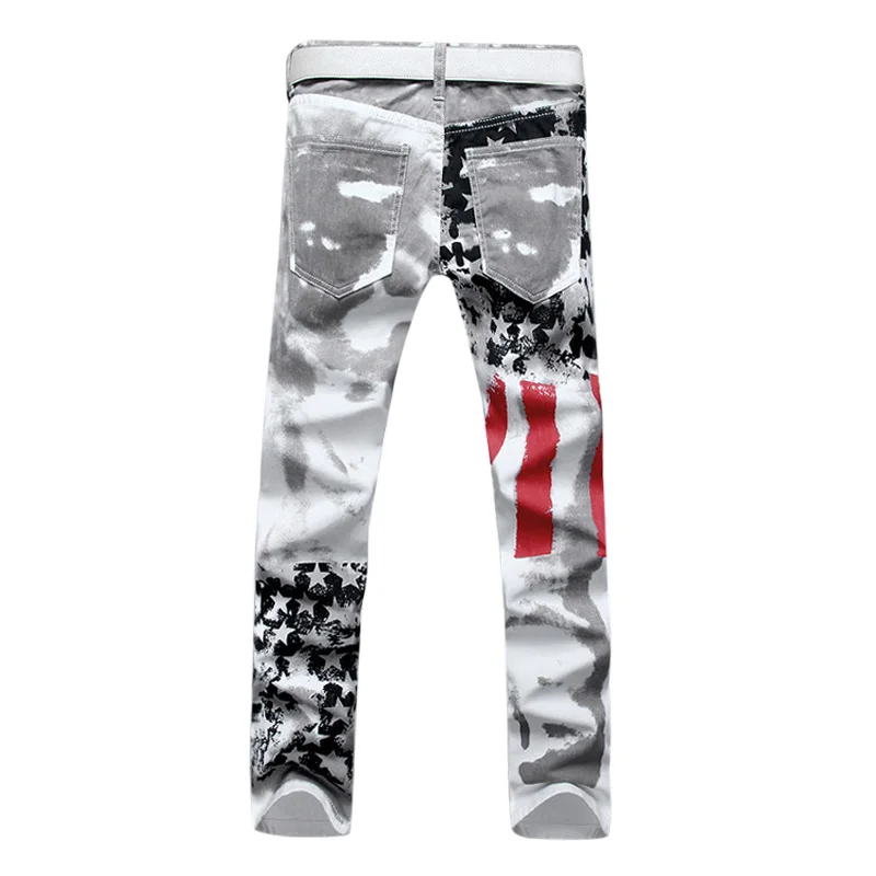 Новые роскошные брендовые Стрейчевые мужские джинсы с принтом американского