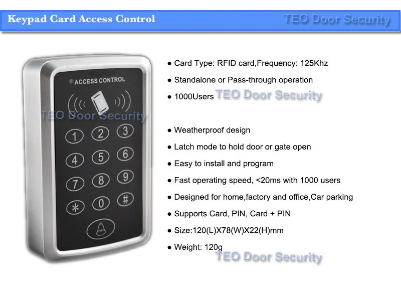 Однодверный контроллер доступа с клавиатурой Профессиональный БЕСКЛЮЧЕВОЙ RFID доступ цифровой клавиатуры для входных ворот в дом