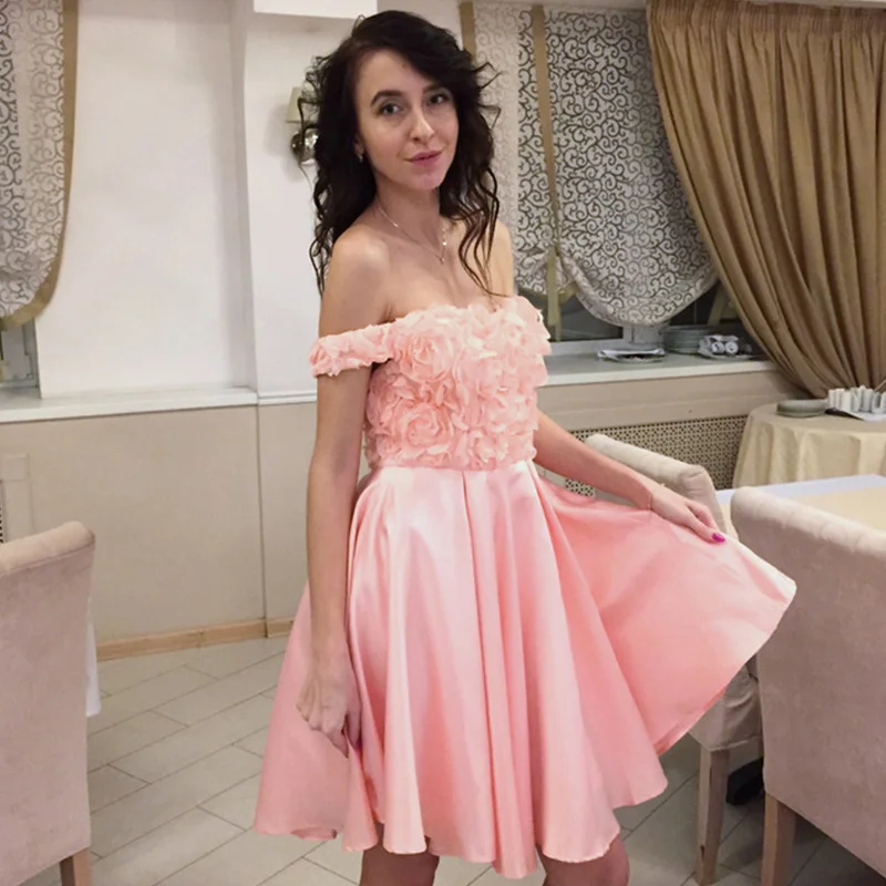 Женское платье с открытыми плечами Angel fashions Розовое Бальное Платье на шнуровке