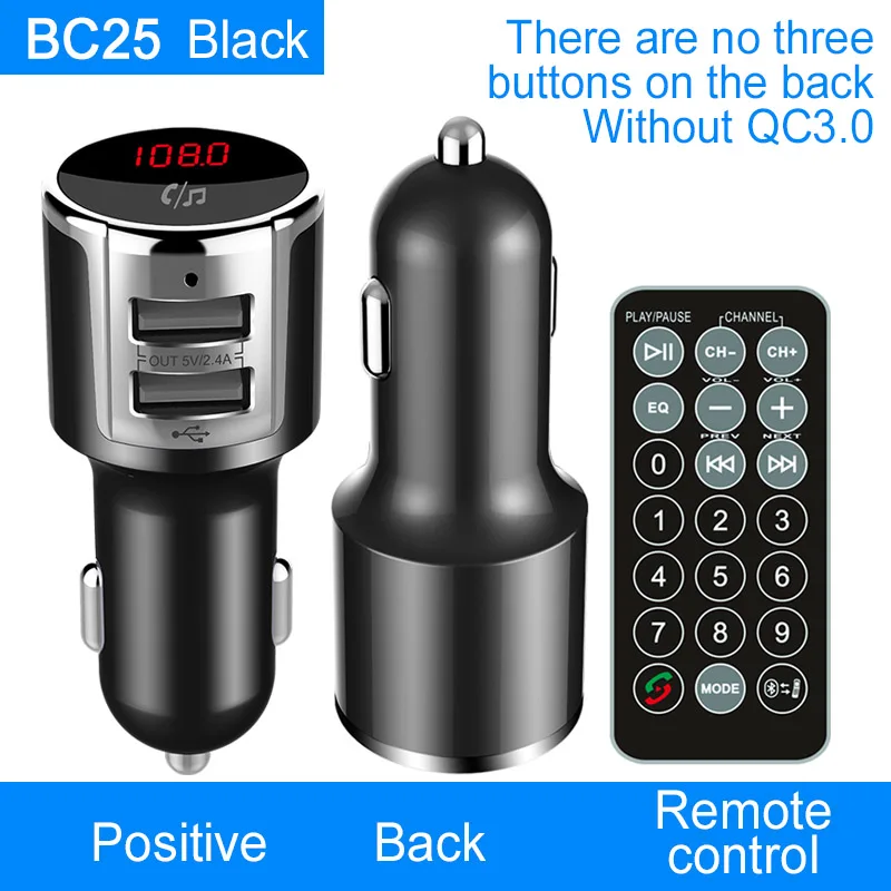BC25 Black Jilang автомобильный Bluetooth fm-передатчик беспроводной радио адаптер музыкальный MP3 плеер Автомобильный комплект Hands Free Звонки с QC3.0 двойной USB зарядкой - Название цвета: BC25 Black