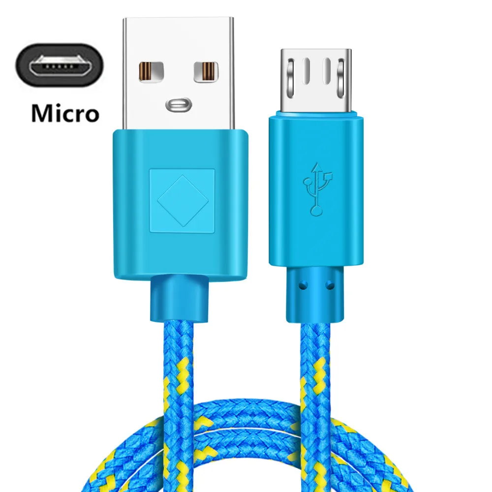Blue Micro Олаф нейлоновый Плетеный Micro USB кабель синхронизации данных USB зарядное устройство кабель для samsung HTC, Huawei, Xiaomi телефона Android кабели быстрой зарядки - Цвет: Blue Micro
