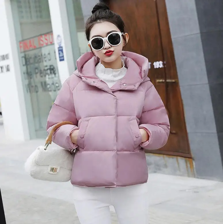 Зимняя женская куртка abrigos mujer invierno, верхняя одежда, короткая стеганая Женская парка с подкладкой, Женское пальто, jaqueta feminina - Цвет: Розовый