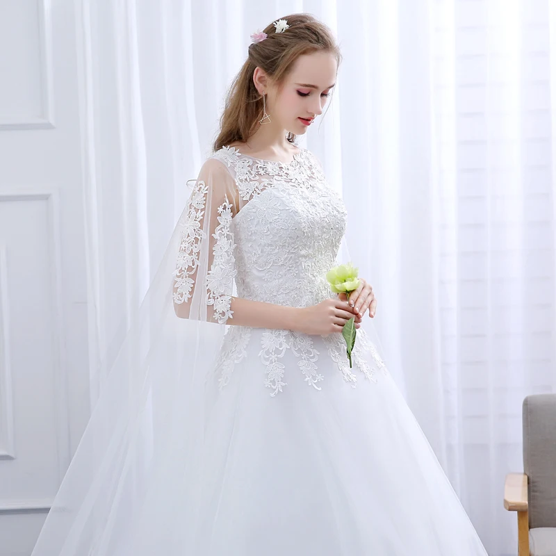 Женское свадебное платье со шлейфом He's Bride белое элегантное до пола шнуровкой