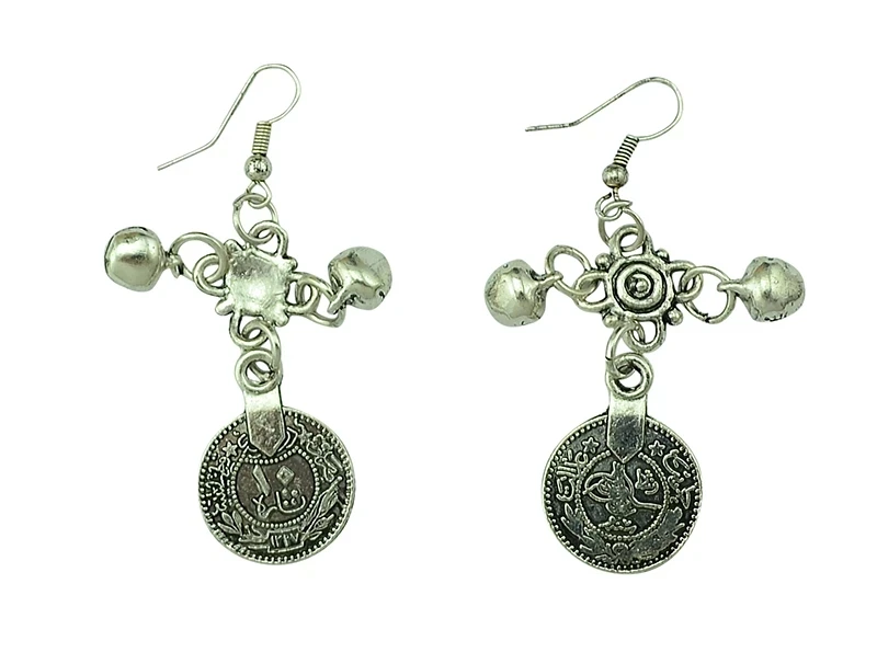 3253 silver Турецкие jhumkas индийские серебряные монеты падение цыганский Бохо-Стиль Пляж этнический Племенной фестиваль червленые ювелирные изделия серьги с кисточками Женщины - Окраска металла: 3253 silver