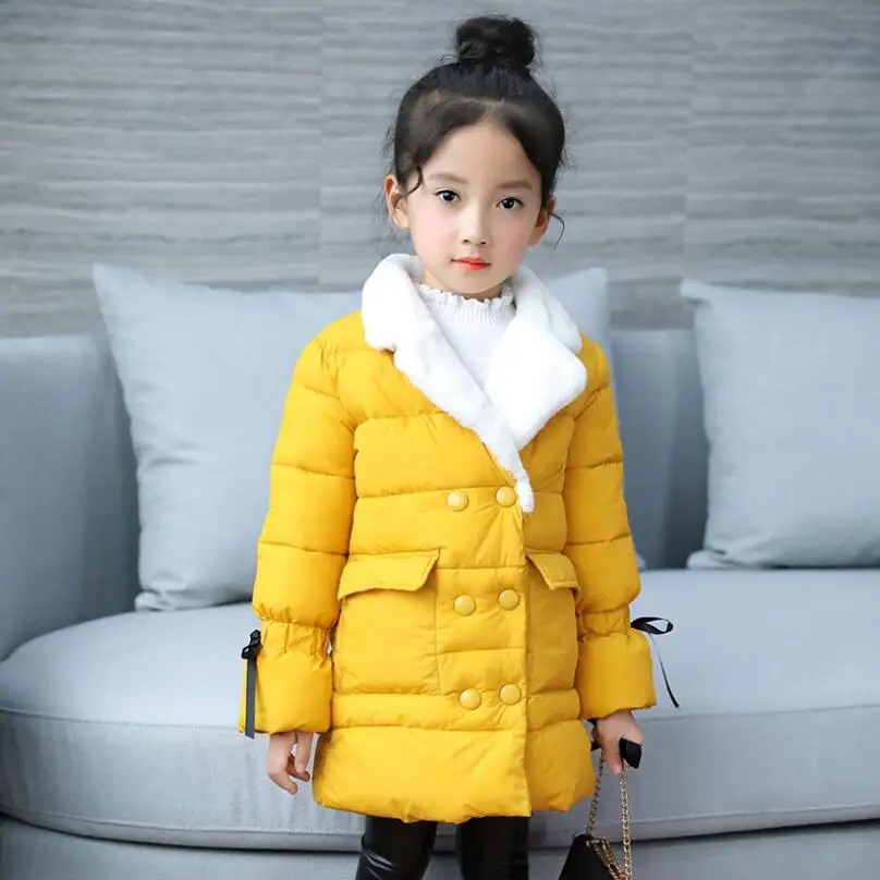 Зимняя куртка для девочек пуховик из хлопка зимнее пальто маленьких теплая