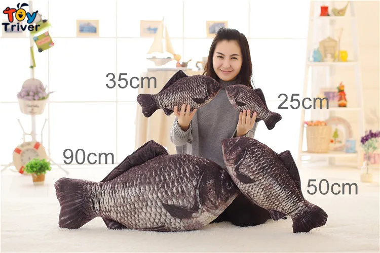 Плюшевая игрушка в виде карпа черная рыба подушка мягкая кукла для детей малышей