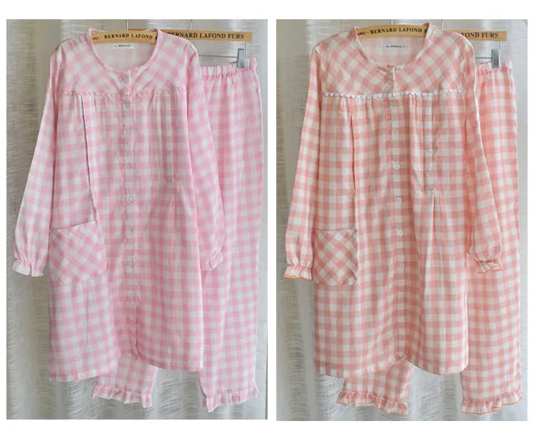 Новинка высококачественный пижамный комплект Fdfklak для беременных клетчатая