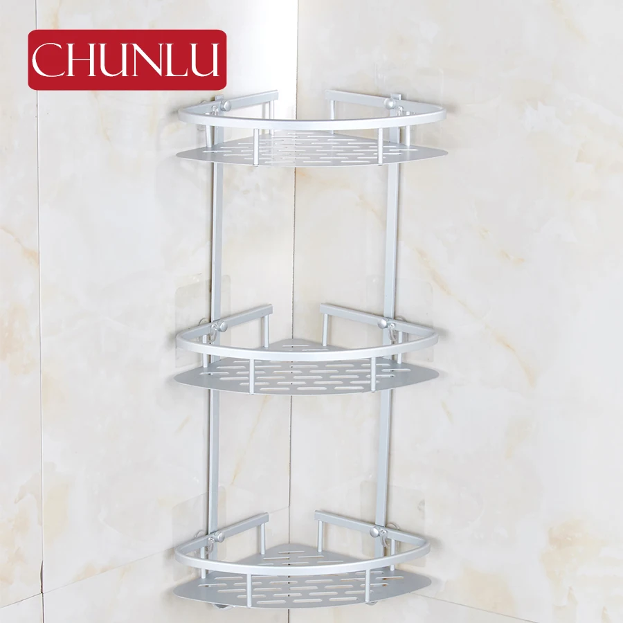 CHUNLU 3 яруса Алюминий Ванная комната полки для ванной держатель душа угловая полка