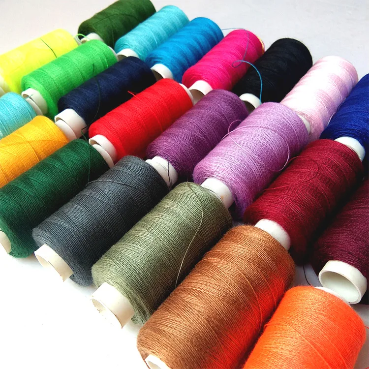 Популярный цвет 200 ярдов набор ниток из полиэстера прочные и долговечные швейные
