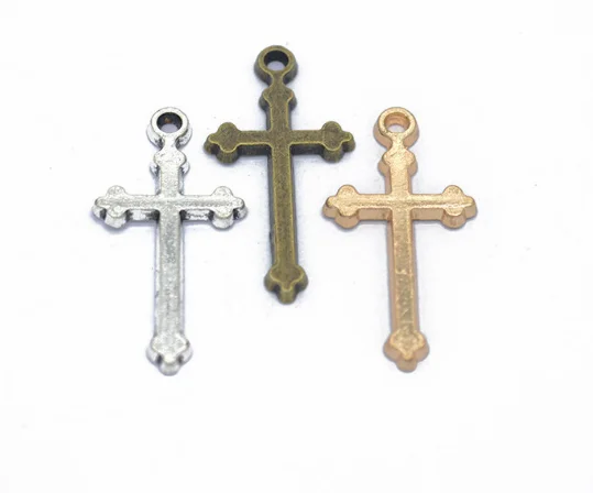 Античные серебряные и бронзовые шармы с распятием 50 шт. европейские аксессуары