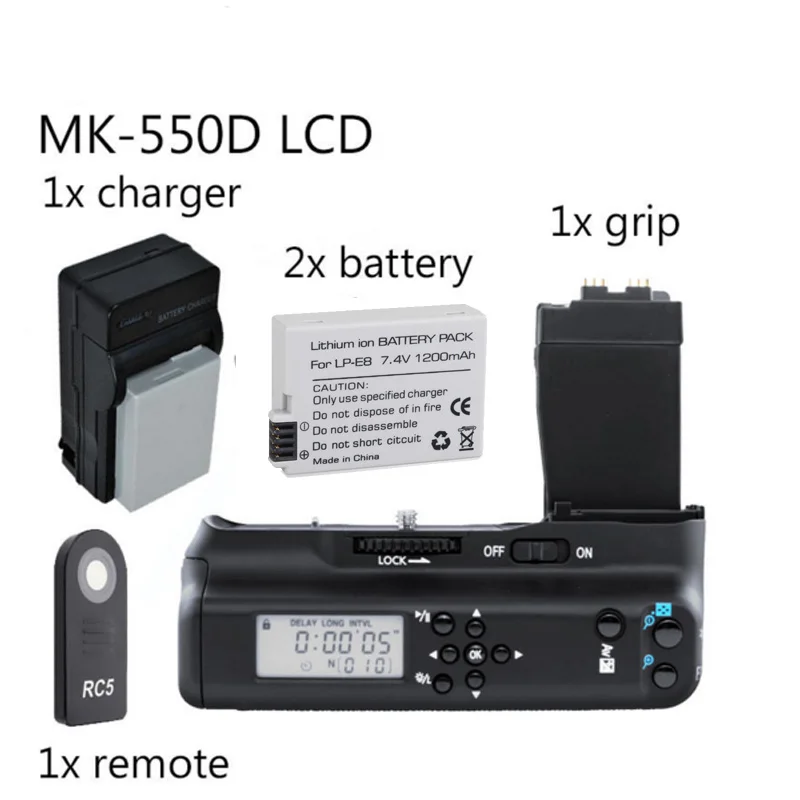Meike MK 550DL Батарейная ручка с ЖК дисплеем для Canon 550D 600D 650D 700D BG E8 + 2x LP