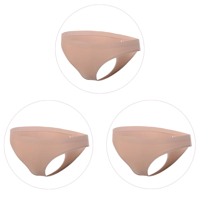 3Pcs-Apricot 3 шт./упак. стринги Для женщин бесшовные трусики Ice Silk женское сексуальное нижнее белье Большой Размеры Женские Трусы-стринги трусы - Цвет: 3Pcs-Apricot