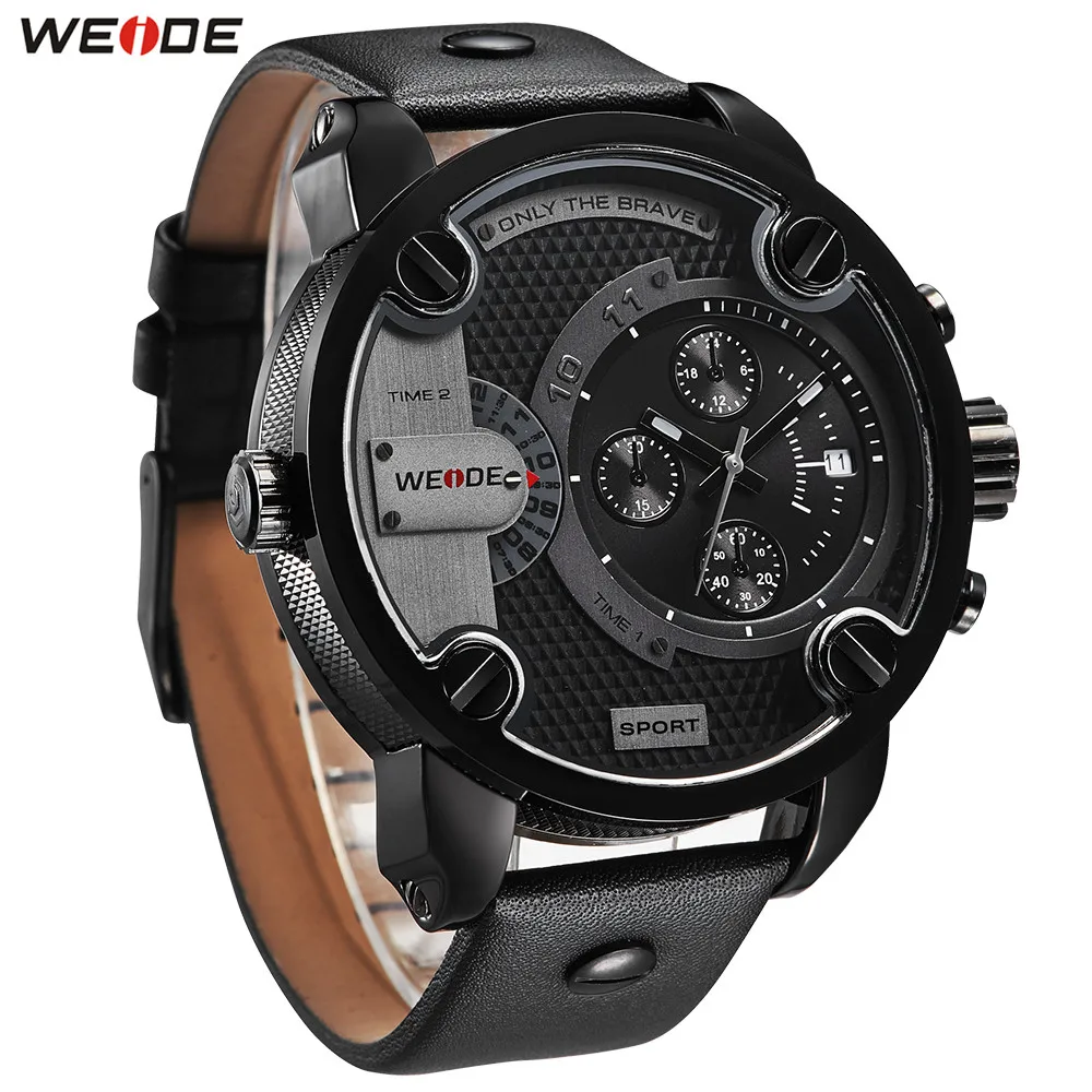 Модные брендовые Мужские кварцевые часы WEIDE круглый корпус 30 м водонепроницаемые