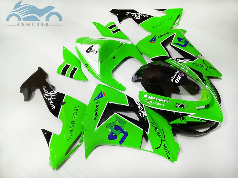 Бесплатная Настройка обтекателя комплект для Kawasaki Ninja ZX 10 R 2006 2007 green road racing
