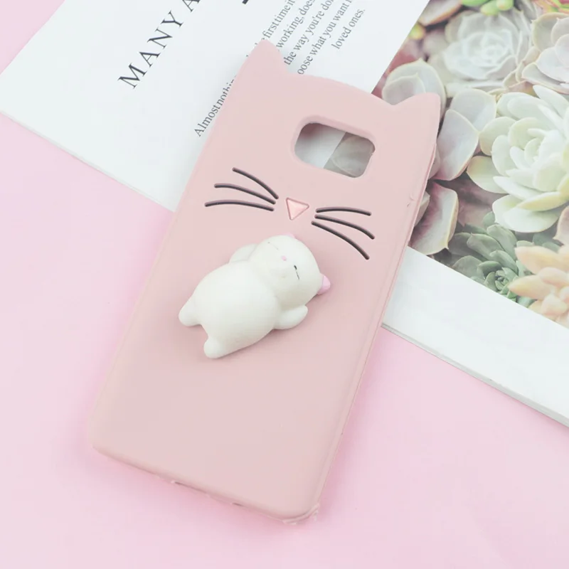HuXu Pink Cat 3D милый японский блестящий чехол с бородатым котом для samsung Galaxy S3 Neo S5 S6 S7 Edge S8 S9 Plus S10e S10 Lite милый мягкий чехол - Цвет: HuXu Pink Cat