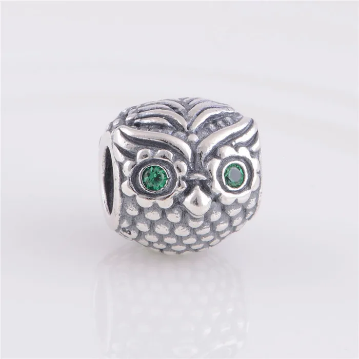 NEW Original 925 Sterling Silver Wise Owl Beads and Charms with Dark Green CZ Eyes Fit Pandora Bracelet Necklaces &amp Pendants | Украшения