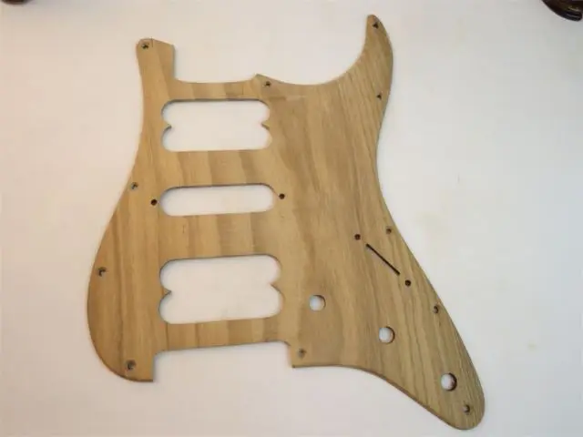 

Unfinished hand made wood of Chinese scholartree STRAT GUITAR HSH Pickguard#1649