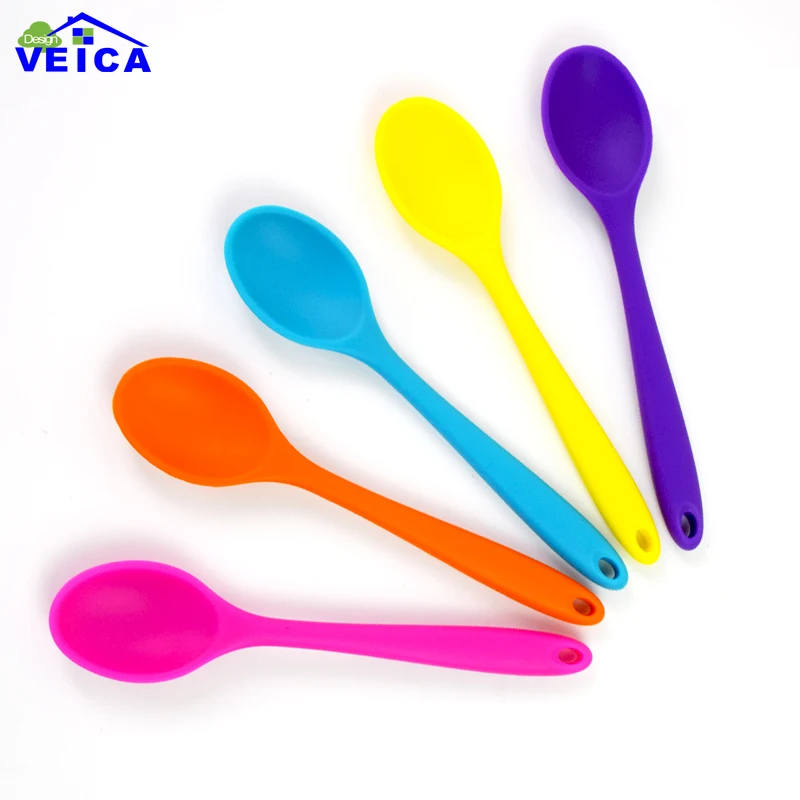 1 шт. антипригарная силиконовая ложка 21 см с сердечником из нержавеющей стали|rubber