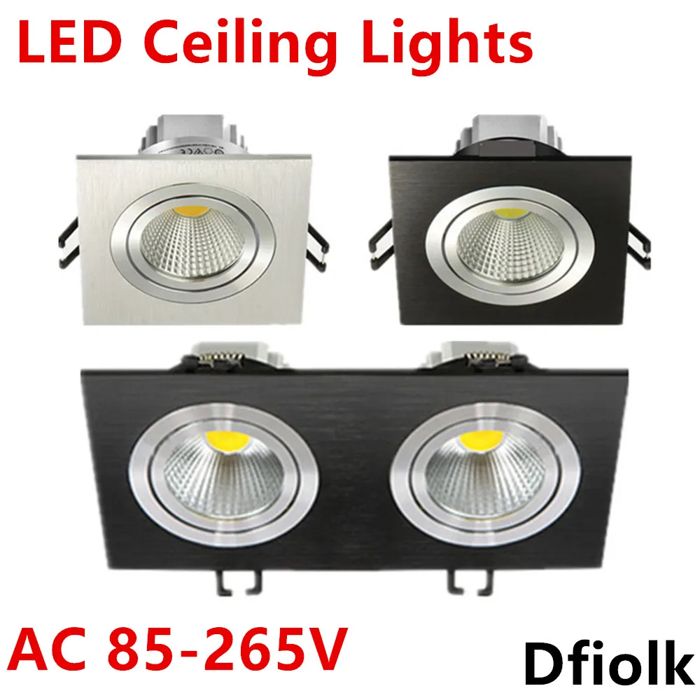 

Square Bright Recessed LED Dimmable Square Downlight COB 7W 9W 12W LED Spot light decoration Ceiling Lamp AC 110V 220V