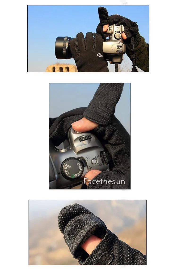 Roadfisher водонепроницаемые женские мужские уличные рыболовные толстые DSLR SLR камеры фотографии перчатки зимние теплые противоскользящие половина пальца