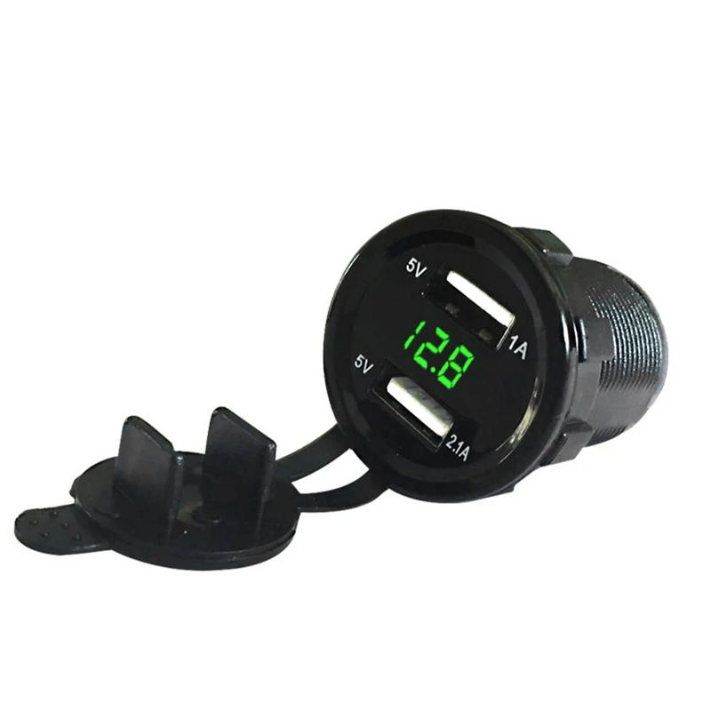 Зеленый 12V автомобильный мотоцикл 3.1A двойной USB зарядное устройство розетка переключатель вольтметра панель - Название цвета: Зеленый