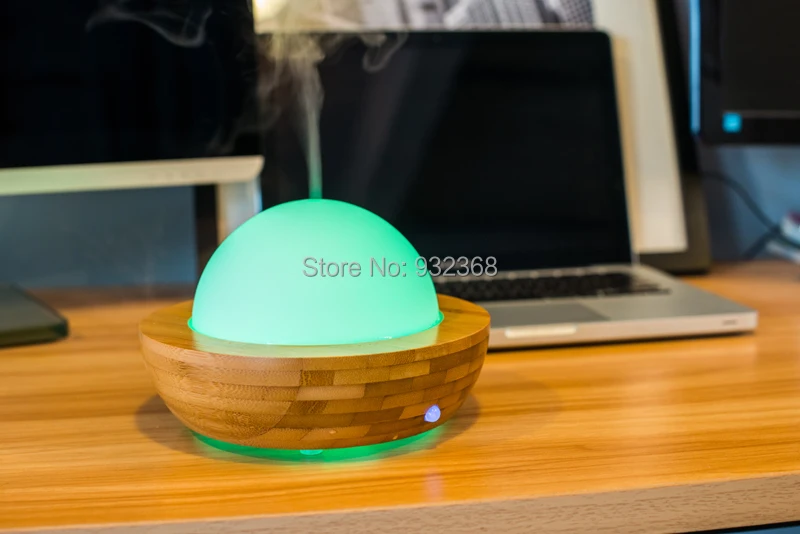 Aromatherapy Diffuser Ultrasonic Humidifier Nebulizer Essential Oil Glass Cover &amp Bamboo Bottom | Бытовая техника