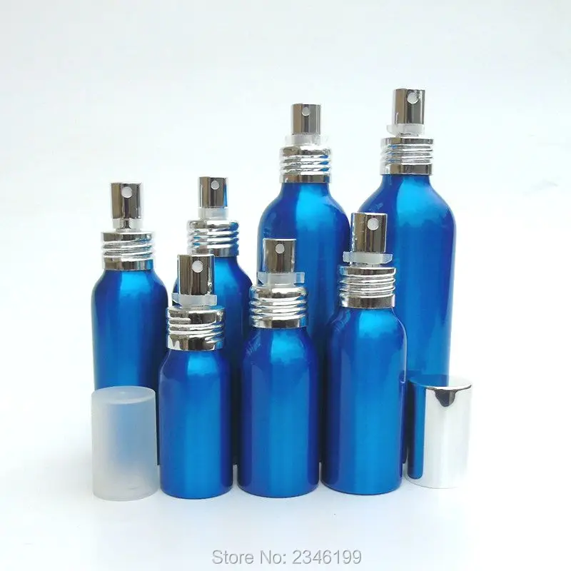 30ML 50pcs/lot High Quality Polished Aluminum Bottle, Empty Blue Aluminum Spray Container, Makeup/Cosmetic Refillable Bottle