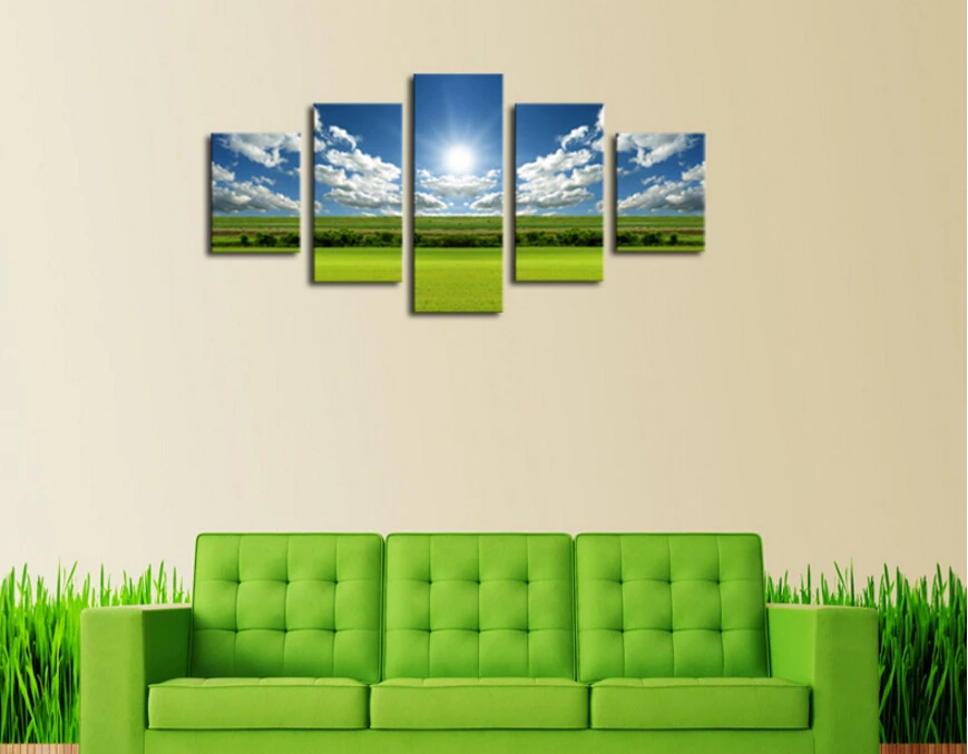 

Unframed 5 Panels Lawn Sun Landscape Canvas Print Painting Modern Canvas Wall Art for Wall Decor Home Decoration Artwork