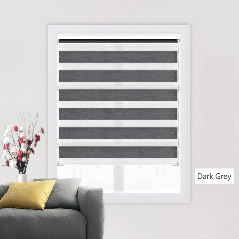Dark Grey Прозрачные двухслойные жалюзи-светильник в виде раковины, рулонные жалюзи для гостиной, спальни, кабинета - Цвет: Dark Grey