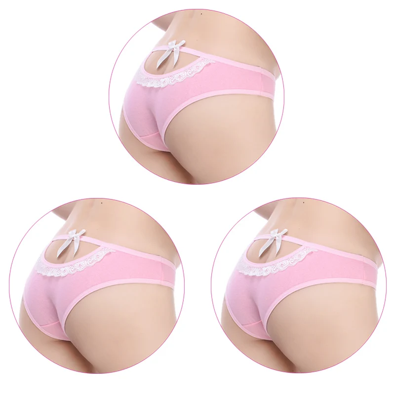 3Pcs-Pink Новинка, 3 шт./набор, нижнее белье для женщин, сексуальные кружевные трусы, женские хлопковые трусики, дышащее дамское нижнее белье, доступное, несколько штук - Цвет: 3Pcs-Pink