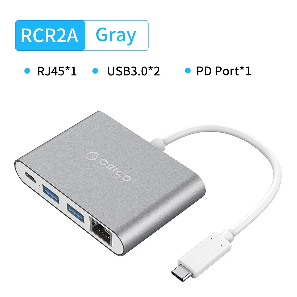 RCR2A Gray ORICO Алюминиевый USB C концентратор тип-c к HDMI/VGA/USB3.0/RJ45/SD TF кард-ридер PD зарядный адаптер для ноутбуков Macbook Аксессуары - Цвет: RCR2A Gray