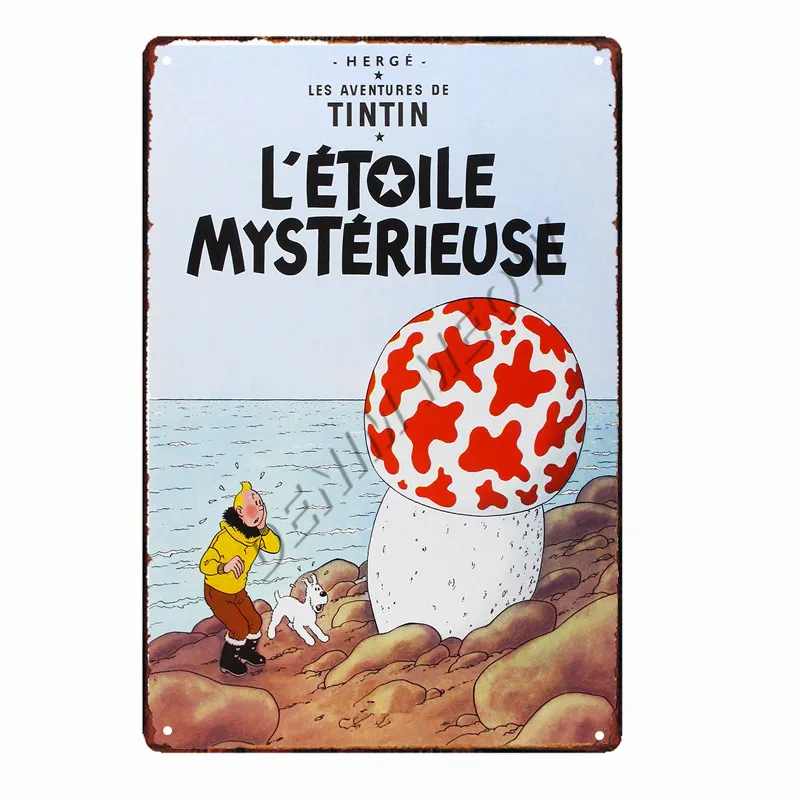 Tintin Catoon Movie Tin Sign Metal Plate Vintage Wall Art Poster Iron Painting Bar Coffee Kids Room Wall Craft Home Decor WY66