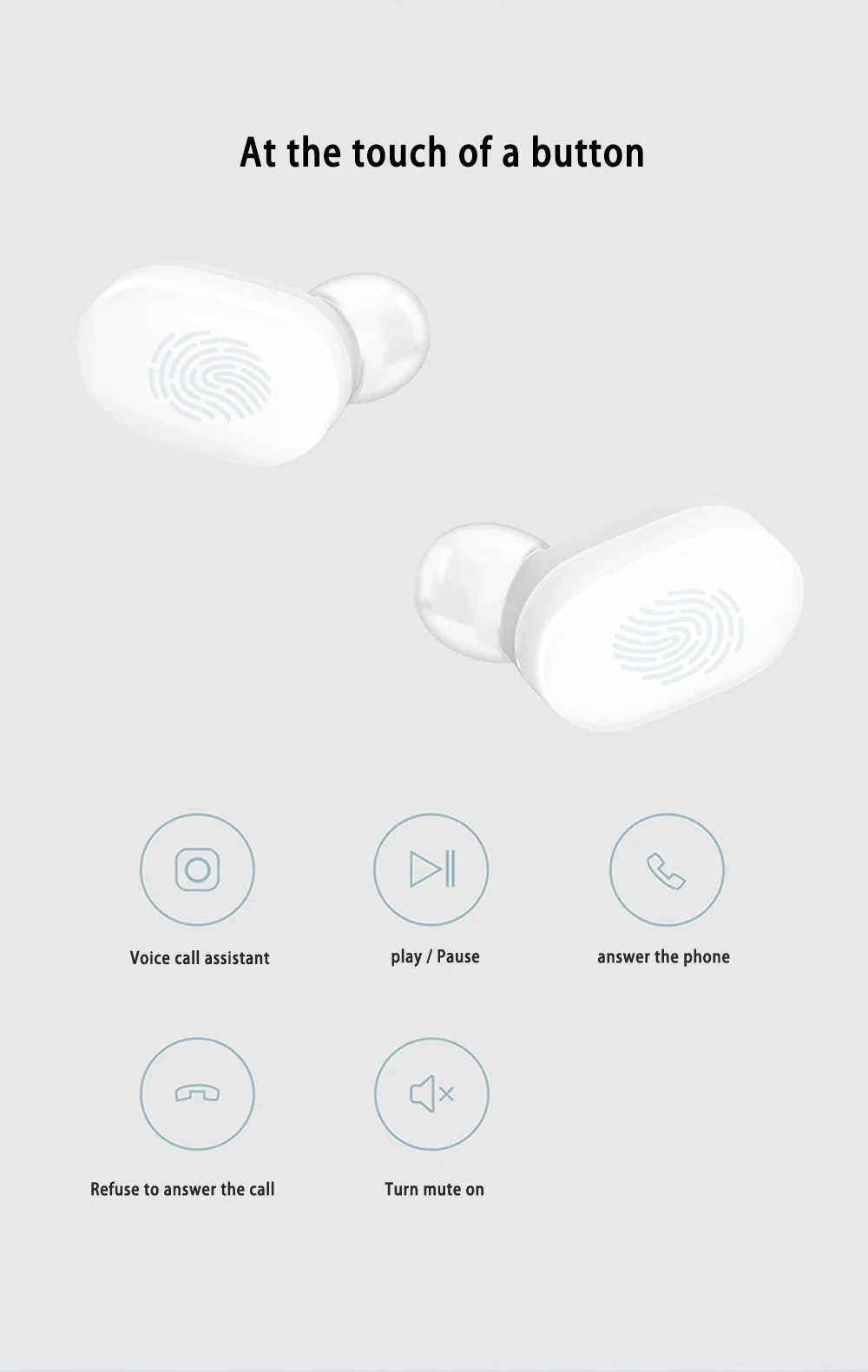 Беспроводные bluetooth-наушники Xiaomi Air/Redmi AirDots/AirDots Youth Tap, гарнитура для управления, 2 шт с зарядным устройством, вкладыши-вкладыши