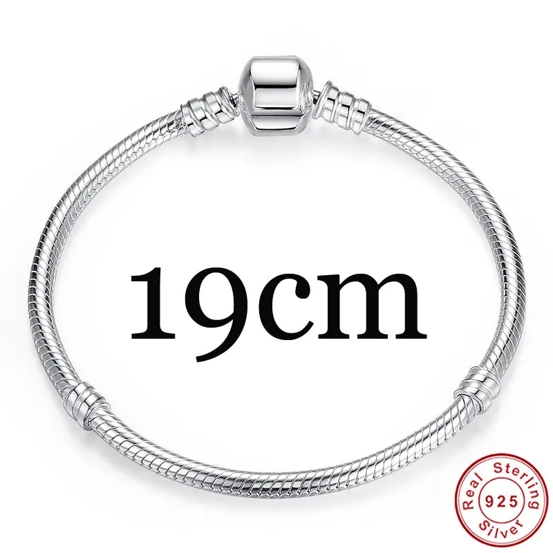 HJS902 19cm BISAER, новинка, 925 пробы, серебряная цепочка, браслет, звезда, кубический циркон, CZ, подходит для оригинального бренда, браслеты и ювелирные изделия HJS901 - Окраска металла: HJS902 19cm