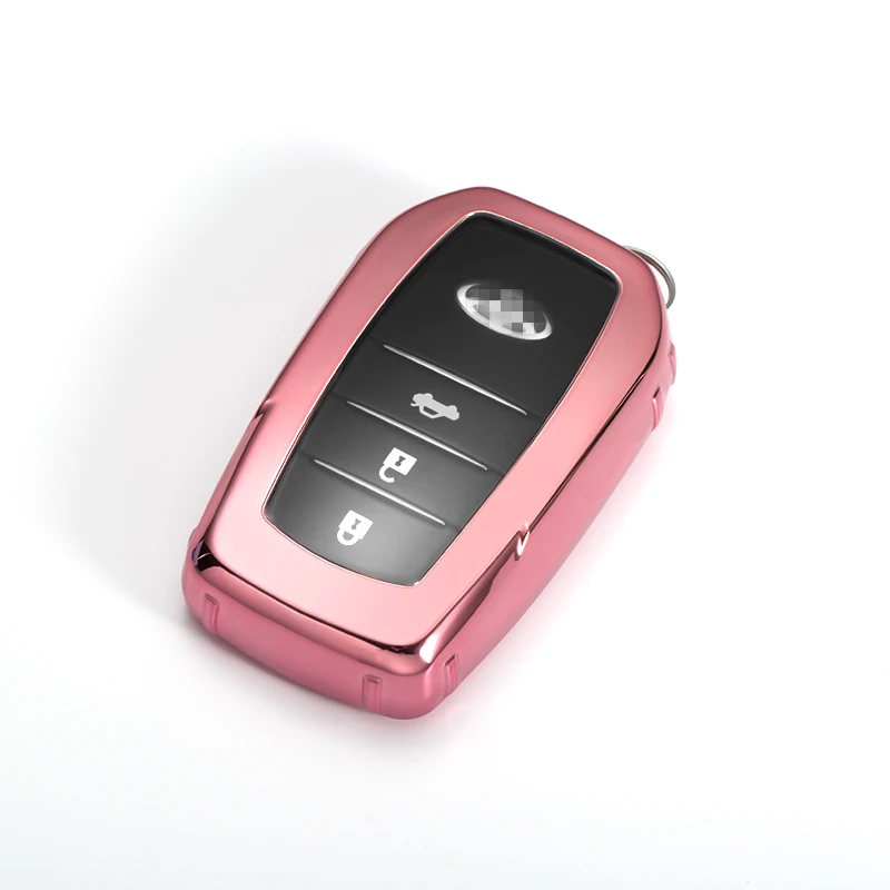 A-pink Мягкий ТПУ водонепроницаемый чехол-брелок для ключей для Toyota corolla Avalon Hybrid/RAV4-UP Оболочка Чехол кожаный держатель 2 3 кнопки оболочка - Название цвета: A-pink
