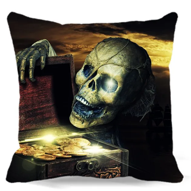 Череп обернутый вокруг паутины квадратной мягкой Наволочки хлопок полиэстер для