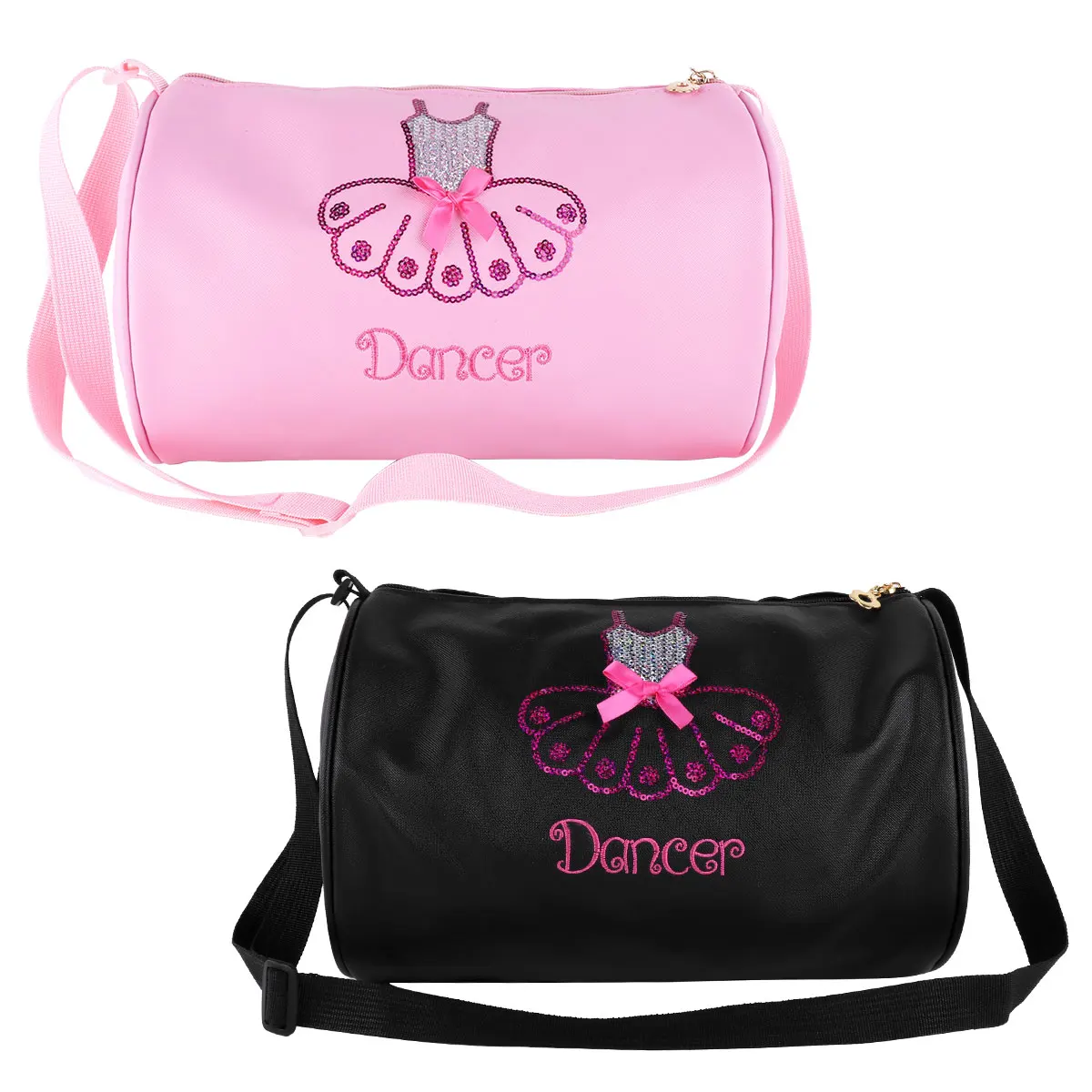 Girls Schoolbag Crossbody Ballet Dance Bag Cute Handbag Shiny Sequins Embroidered Travel Duffle Bags Zipper Storage Shoulder Bag