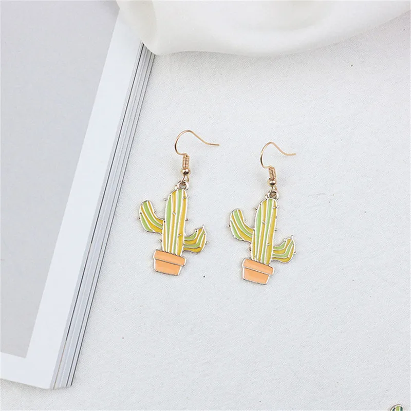 

Korean Japan Cute Potted plant Cactus Fresh Simple Woman Girls Dangle Drop Earrings Fashion Jewelry-LAF