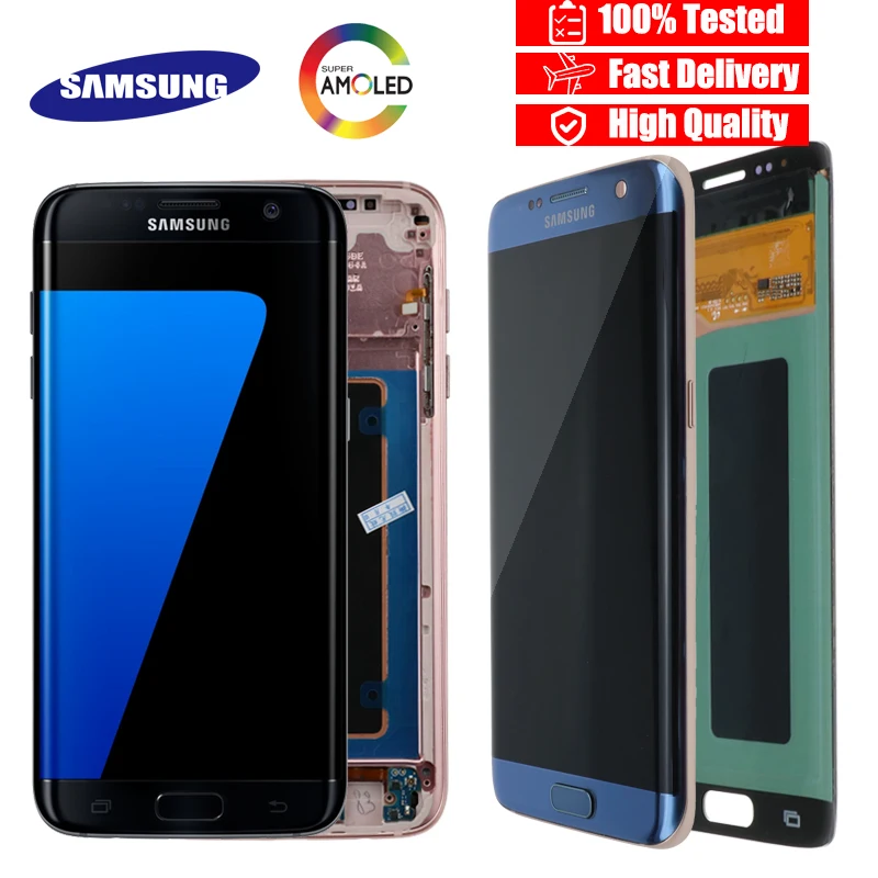 5,5 ''дисплей с ЖК-экраном с рамкой для SAMSUNG Galaxy S7 edge G935 G935F кодирующий преобразователь сенсорного экрана в сборе