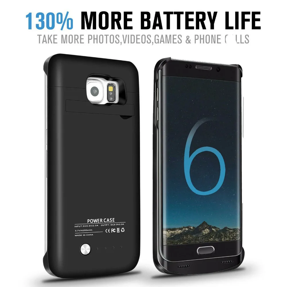 4200 мАч чехол для зарядного устройства для samsung Galaxy S6 Чехол Для Аккумулятора Внешний аккумулятор Тонкий чехол для зарядки для S6 Дополнительный внешний резервный тонкий